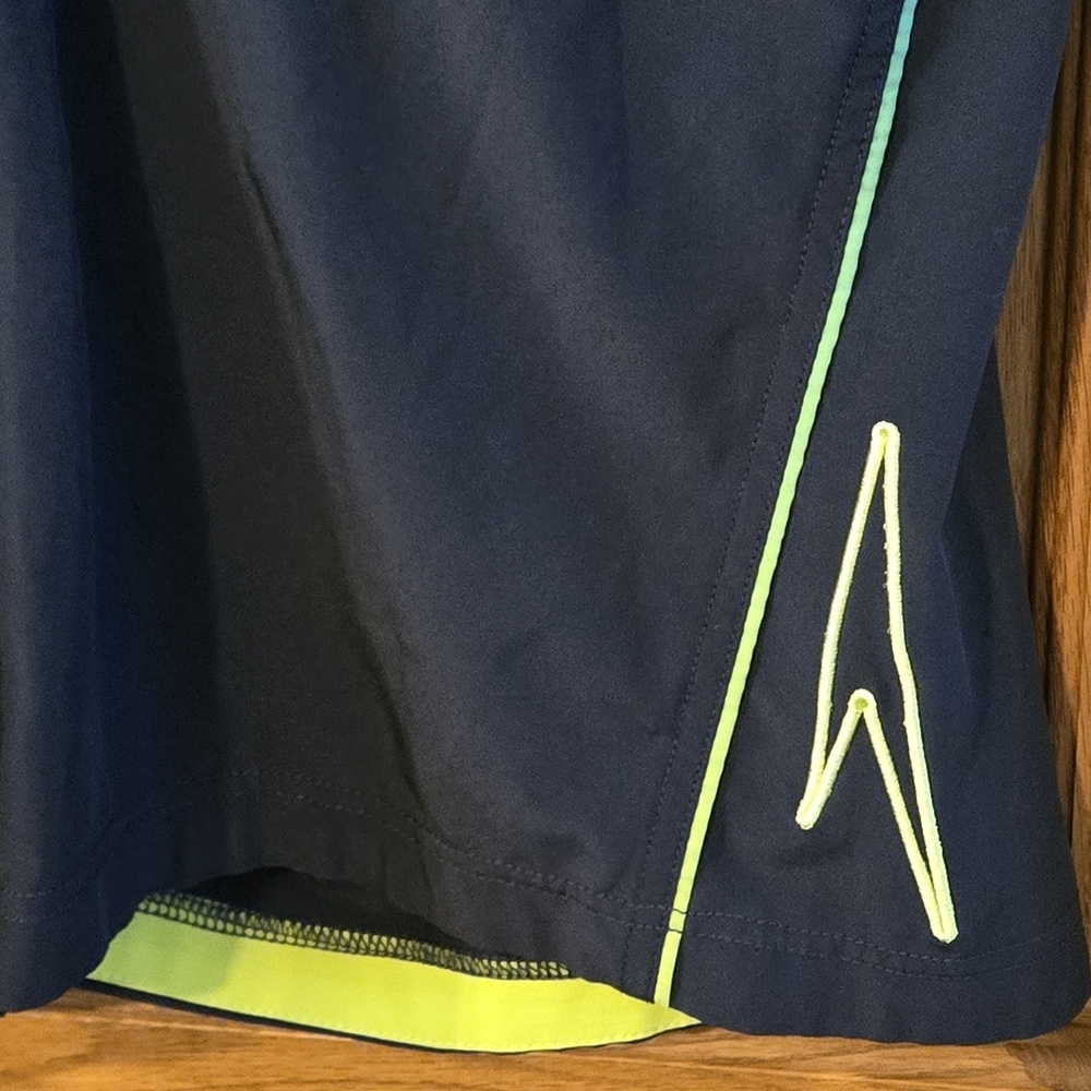 Speedo Men's M Blue Black Board Shorts Swim Trunks Colorful Neon Trim Drawstring - Picture 8 of 15
